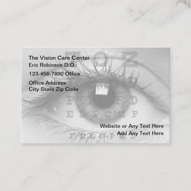 Carte De Visite Soins de vision pour le médecin de l'oeil Médicale (Devant)