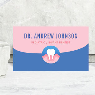 Carte De Visite Soins dentaires dentaire Orthodontiste Bleu et ros