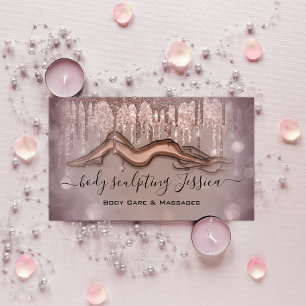 Carte De Visite Soins du corps Sculpting QRCode Logo Rose Drives