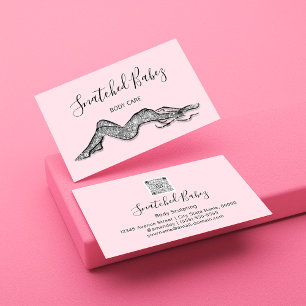 Carte De Visite Soins du corps Sculpture QRCODE Black Silver Grey