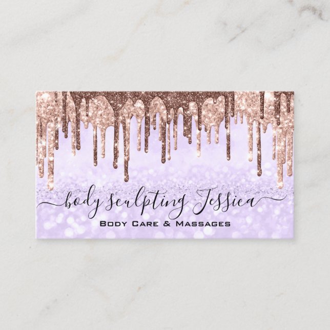 Carte De Visite Soins du corps Sculpture QRCode Logo violet (Devant)