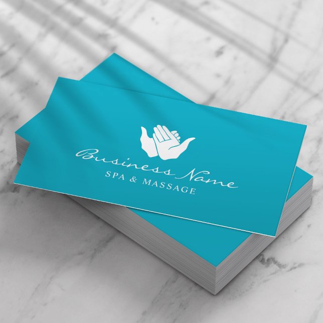Carte De Visite Soins Mains Massage Thérapie Wellness SPA Turquois (Créateur téléchargé)