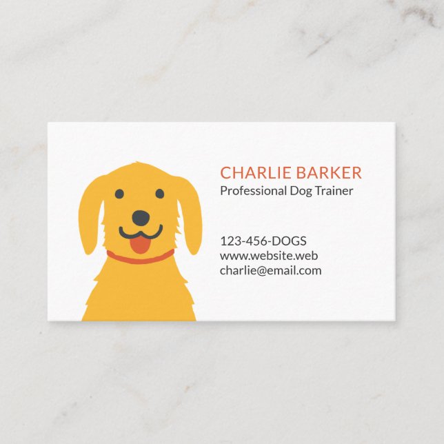 Carte De Visite Soins pour animaux de compagnie de chien jaune | C (Devant)