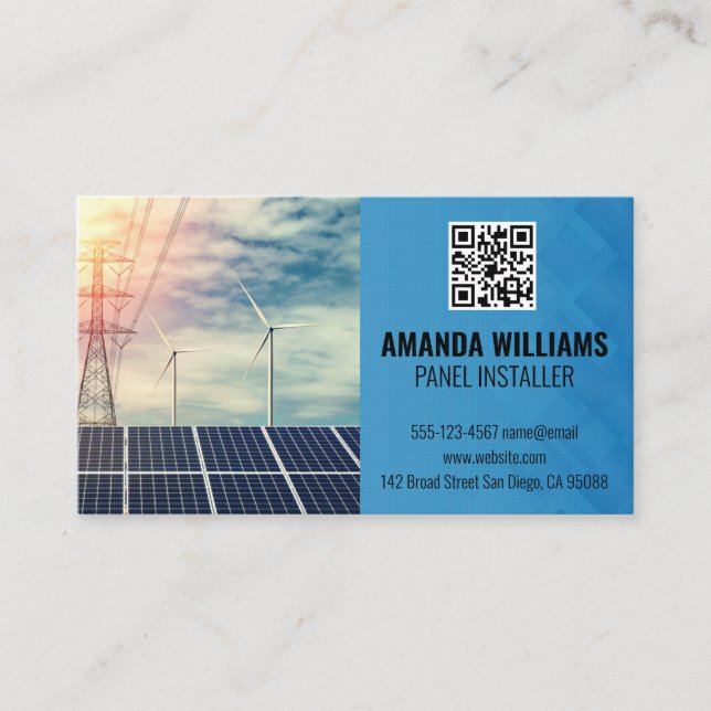 Carte De Visite Solar Panels | Tech Logo | Energy (Devant)
