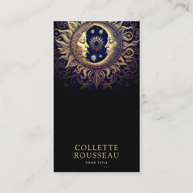 Carte De Visite Soleil céleste noir lune or (Devant)