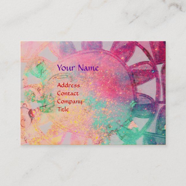 Carte De Visite SOLEIL ÉNERGIE SOLAIRE MONOGRAM rose fuchsia noir (Devant)