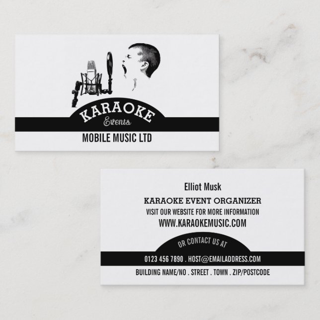 Carte De Visite Solo Singer, Karaoke Event Organizer (Devant / Derrière)