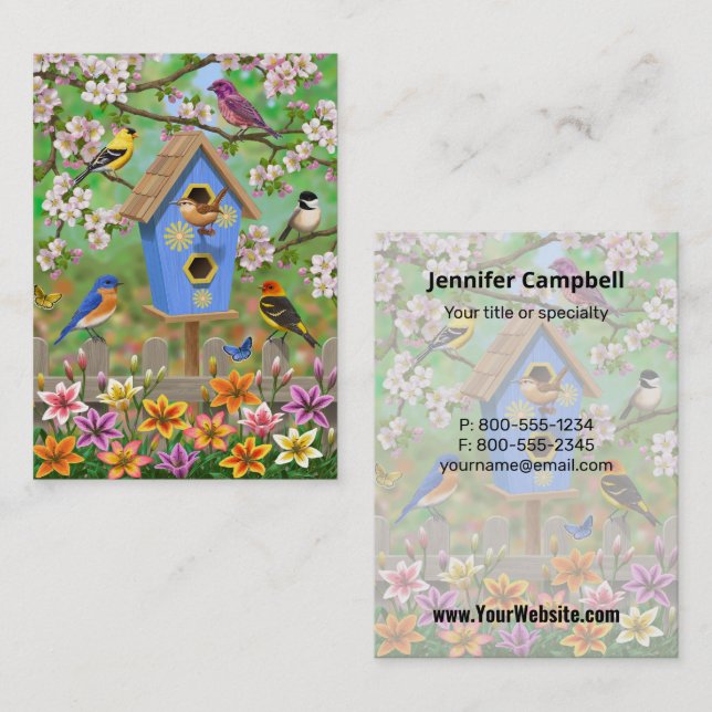 Carte De Visite Songbirds Lily Garden Birdhouse (Devant / Derrière)