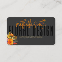 Sophisticated Floral Design Black Orange Flowers 
