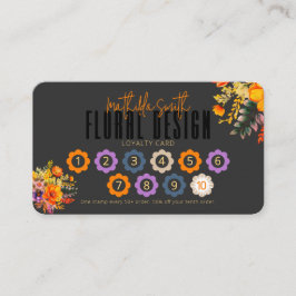 Carte De Visite Sophisticated Floral Design Black Orange Loyalty