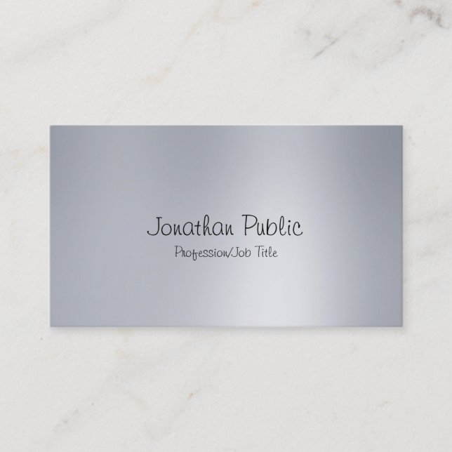 Carte De Visite Sophistiqué Libre Script moderne Argent propre (Devant)