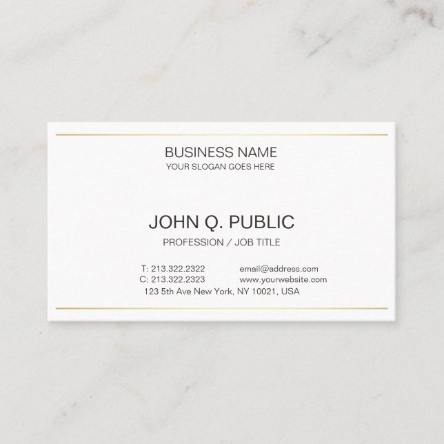 Carte De Visite Sophistiqué Moderne Entreprise Plain Or Blanc (Devant)