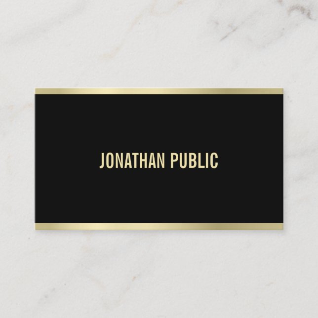 Carte De Visite Sophistiqué Moderne Noir Et Or Professionnel (Devant)