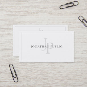 Carte De Visite Sophistiqué Monogrammé Chic Plain Moderne Luxe