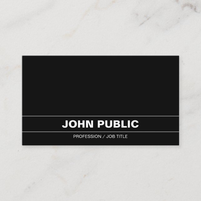 Carte De Visite Sophistiqué Noir Blanc Plaine Entreprise Moderne (Devant)