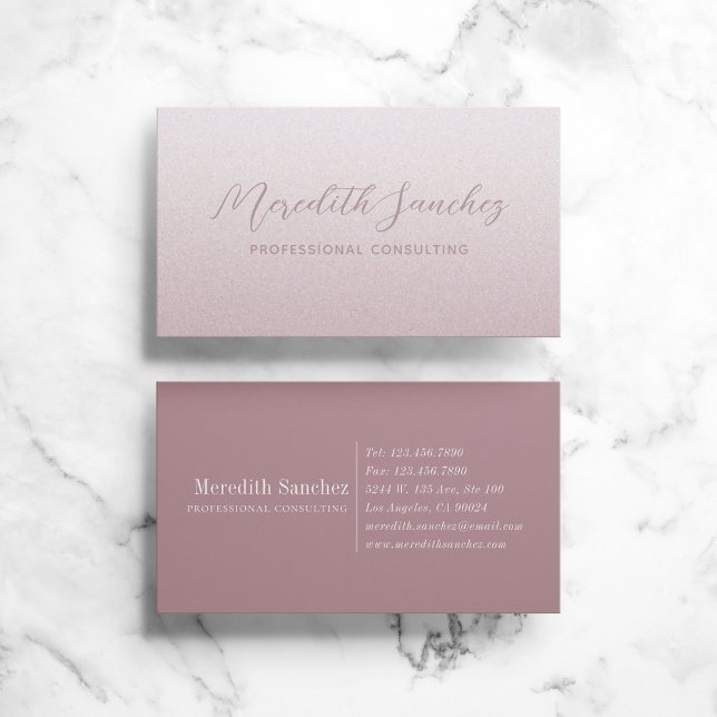 Carte De Visite Sophistiqué professionnel Mauve Rose rose Shimmer (Créateur téléchargé)