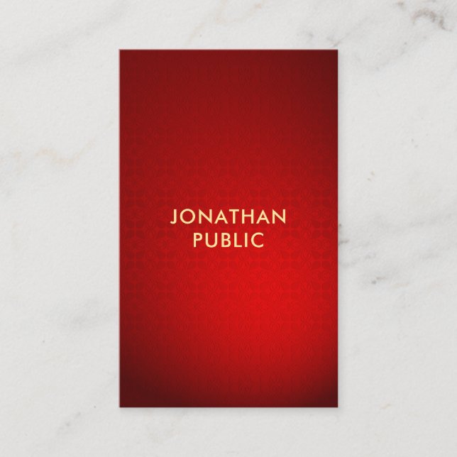 Carte De Visite Sophistiqué Professionnel Rouge Damas Gold Nom (Devant)
