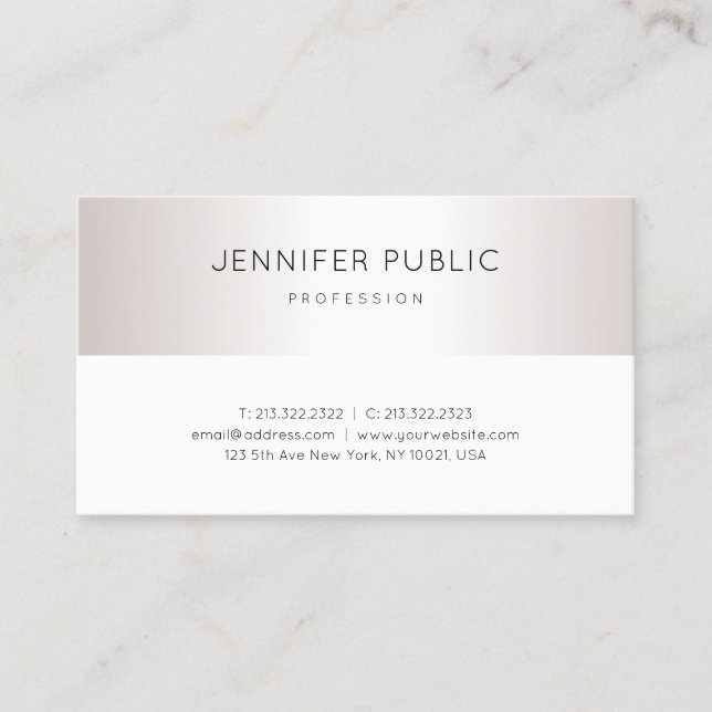 Carte De Visite Sophistiqué Script Argent Look unique Plain (Devant)