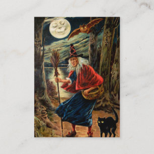 Carte De Visite Sorcière la nuit Halloween