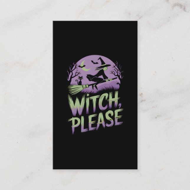 Carte De Visite Sorcière S'Il Vous Plaît | Festival d'Halloween (Devant)