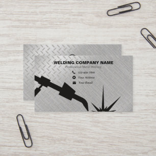 Carte De Visite Soudage en argent brillant et brillant professionn