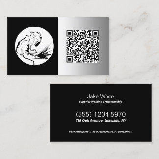 Carte De Visite 🔥 Souder personnalisé noir Faux Métal QR