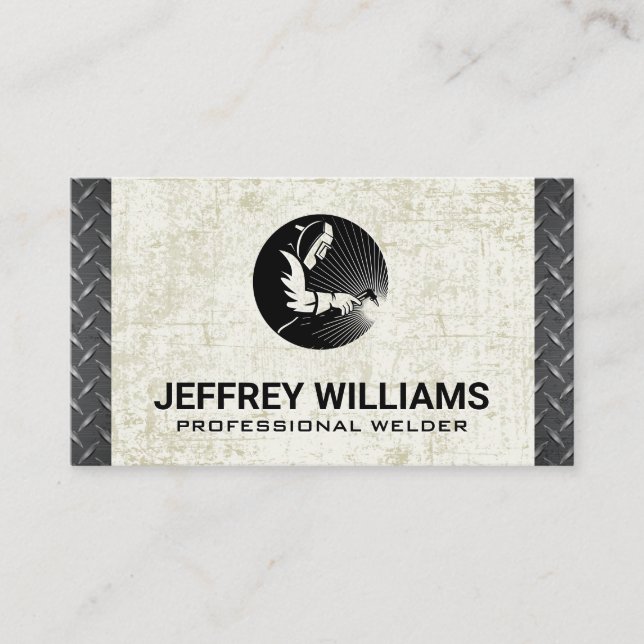 Carte De Visite Soudeur | Grunge | Acier diamant (Devant)