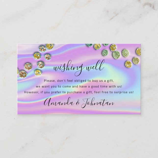 Carte De Visite Souhaitez bien Mariage Sterling Cadeau Holographiq (Devant)