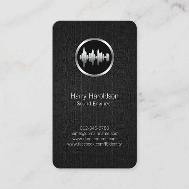 Carte De Visite Sound Engineer Sound Wave BlackGrunge BusinessCard (Devant)