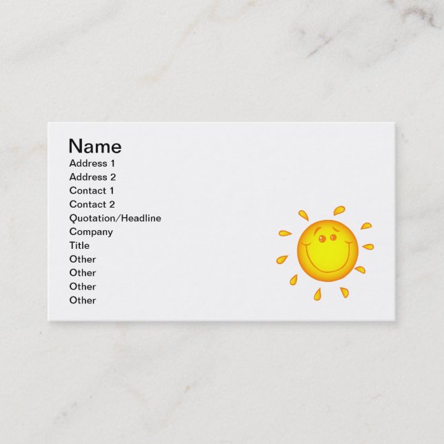 CARTE DE VISITE SOURIRE CHER SOLEIL SOLEIL SOLEIL HEUREUX ÉTÉ (Devant)