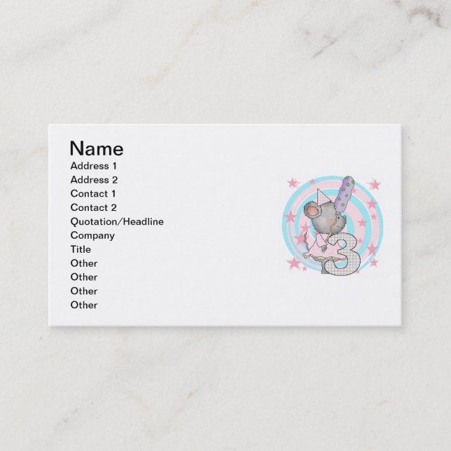 Carte De Visite Souris 3e anniversaire T-shirts et cadeaux (Devant)
