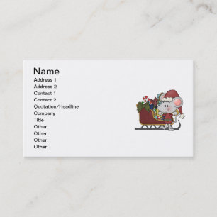 Carte De Visite Souris de Père Noël avec le traîneau