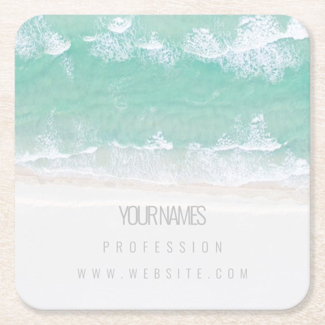 CARTE DE VISITE SOUS-VERRE EN PAPIER : VAGUES OCÉA (Devant)