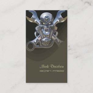 Carte De Visite Soutenu pour être sauvage, clé de moto + crâne