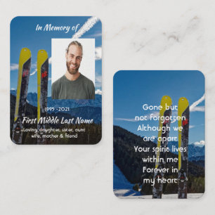 Carte De Visite Souvenir de ski de neige d'hiver pour skier Mémor