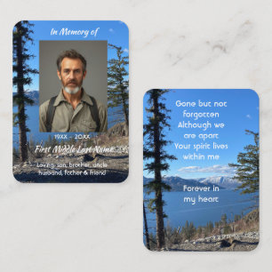 Carte De Visite Souvenir Mémorial Lac Arbres de la Forêt