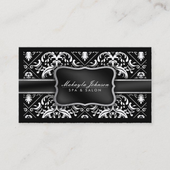 Carte De Visite Spa et salon noirs et blancs modernes élégants de (Devant)