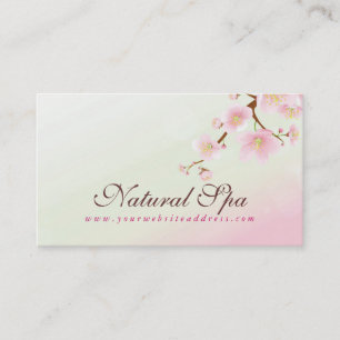 Carte De Visite Spa naturel à fleurs blanches et roses douces