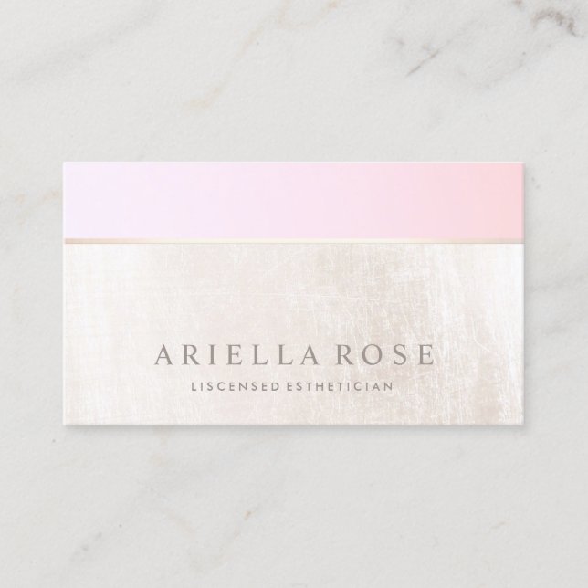 Carte De Visite Spa Ombre Pink Peach et Marbre blanc Salon (Devant)