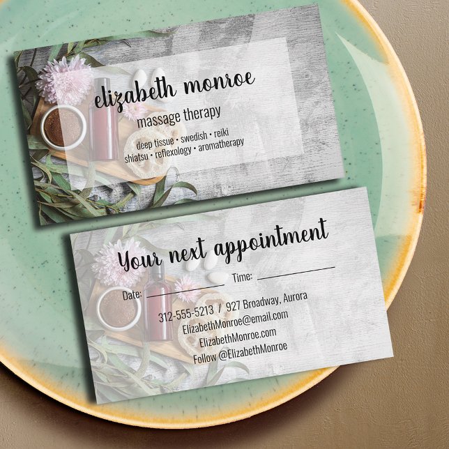 Carte De Visite Spa Salon Massage Thérapie Script (Créateur téléchargé)