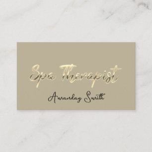 Carte De Visite SPA-thérapeute Script Gold QR Code Logo Mint Green