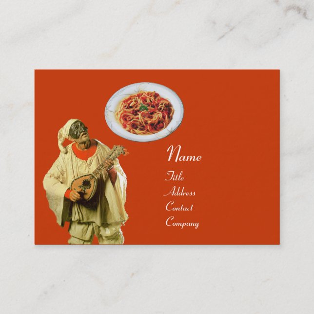 Carte De Visite SPAGHETTI & MANDOLIN CUISINE ITALIENNE, orange noi (Devant)