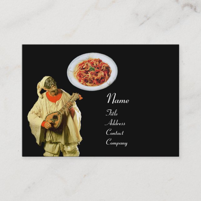Carte De Visite SPAGHETTI & MANDOLIN CUISINE ITALIENNE, rouge noir (Devant)