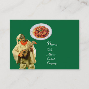Carte De Visite SPAGHETTI & MANDOLIN CUISINE ITALIENNE, vert noir