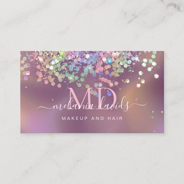 Carte De Visite Sparkle Holographic Parties scintillant Elégant Sa (Devant)