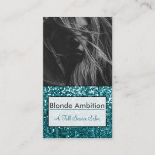CARTE DE VISITE SPARKLY TURQUOISE PARTIES SCINTILLANT PHOTO STYLIS