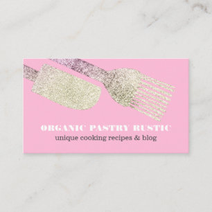 Carte De Visite Spatule de pâtisserie rose Cuisine de café Boulang