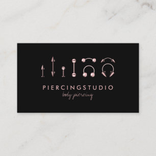 Carte De Visite Spécialiste du Piercing Studio de Tatouage Rose Go