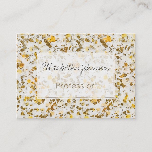 Carte De Visite Speckles Jaunes et Or Modernes Terrazzo Motif (Devant)