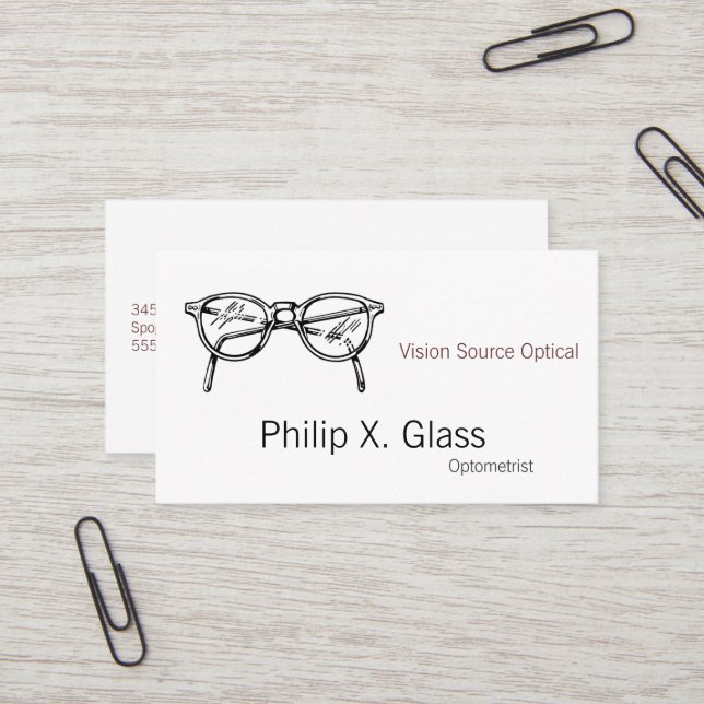 Carte De Visite Spectacles Vêtements de lunettes Vision optique (Devant/Arrière en situation)